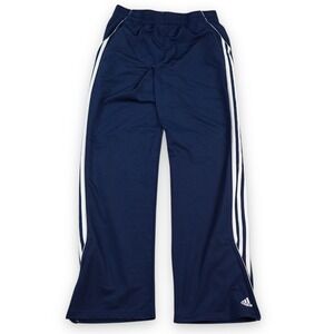 VTG Adidas Track Pants Mens Large Navy Blue Ankle Zip Logo 3‎ Stripe Y2K Hip Hop